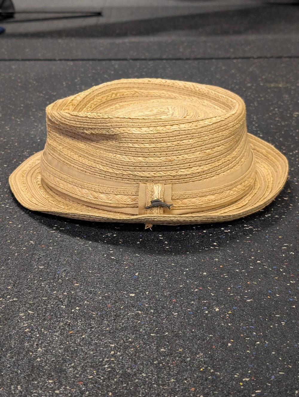 VTG Tommy Bahama Straw Fedora Hat L/XL Natural Paper Braid Natural Band